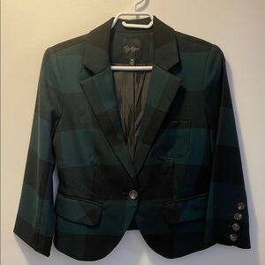 Jessica Simpson Green and Black Blazer Tailored Suit Jacket